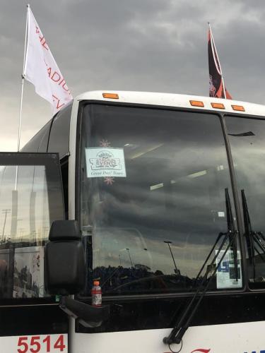 Bus with Flags & Sign